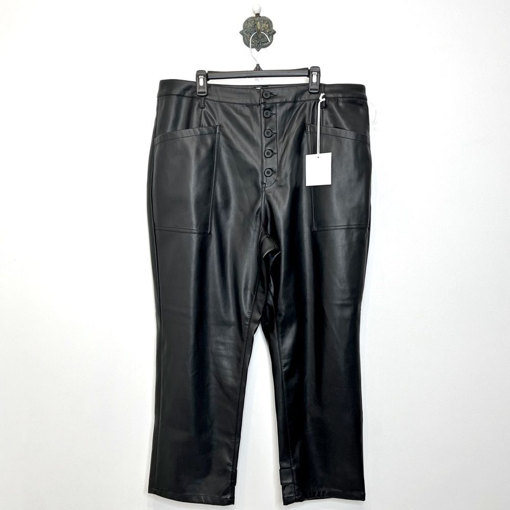 Pistola Tammy Black Faux Leather Straight Ankle Pant High Rise Women’s 20W NWT